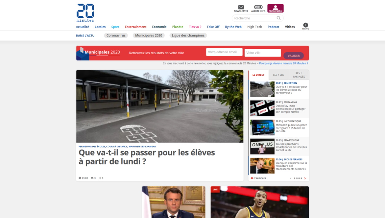 20 Minutes - Vidéo ancrée en bas à droite