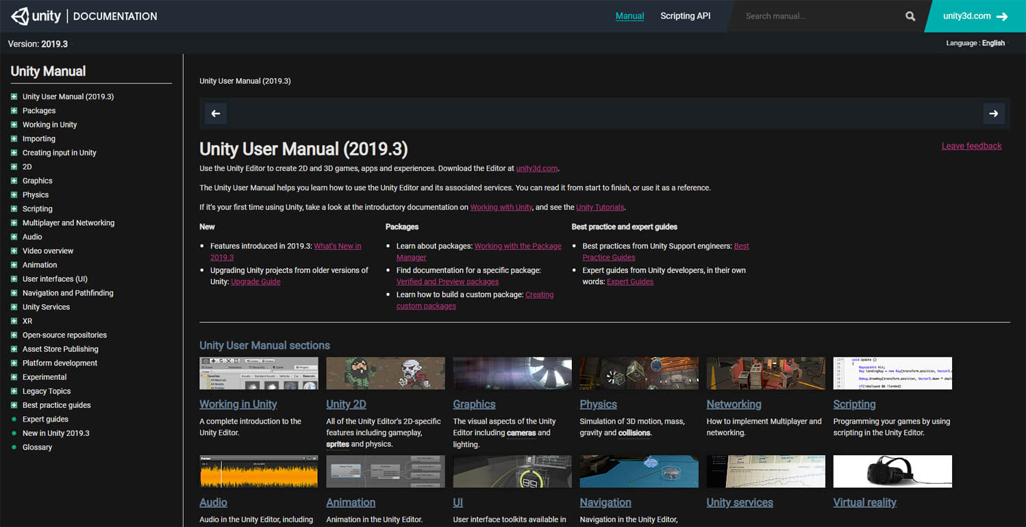 Unity Documentation Night Mode