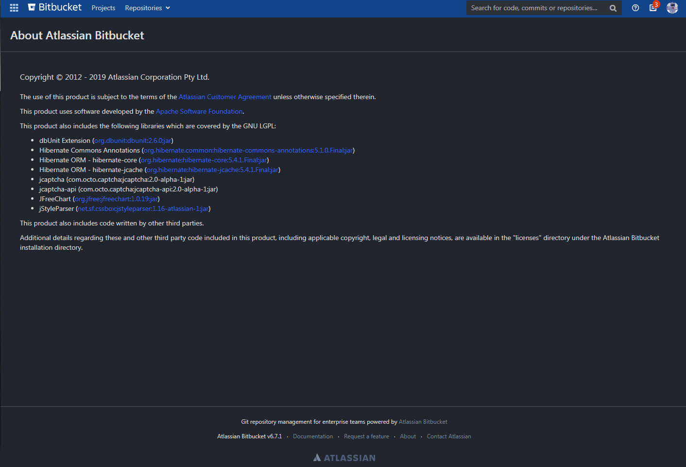 Bitbucket Server Dark v6.7.1