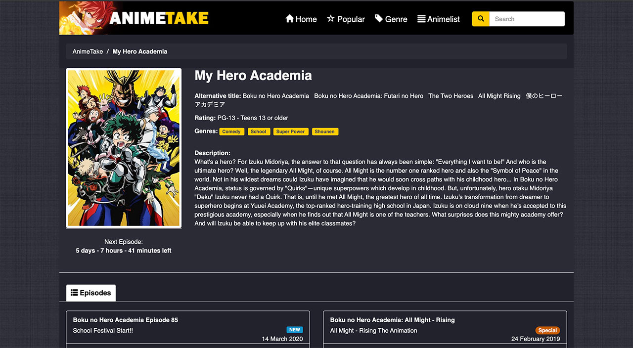 Animetake Dark Mode