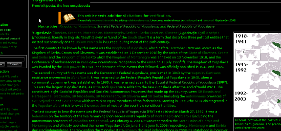 Wikipedia- Green text & white borders on black
