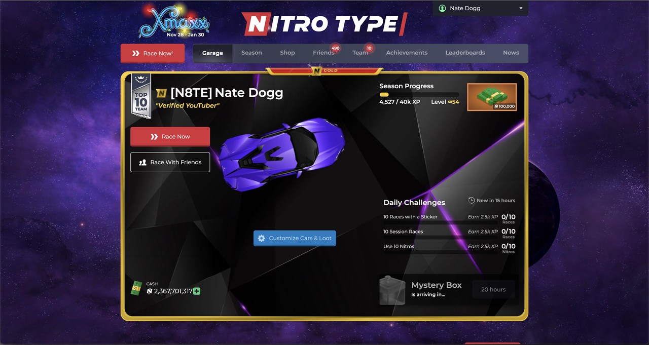 Purple NitroType Theme