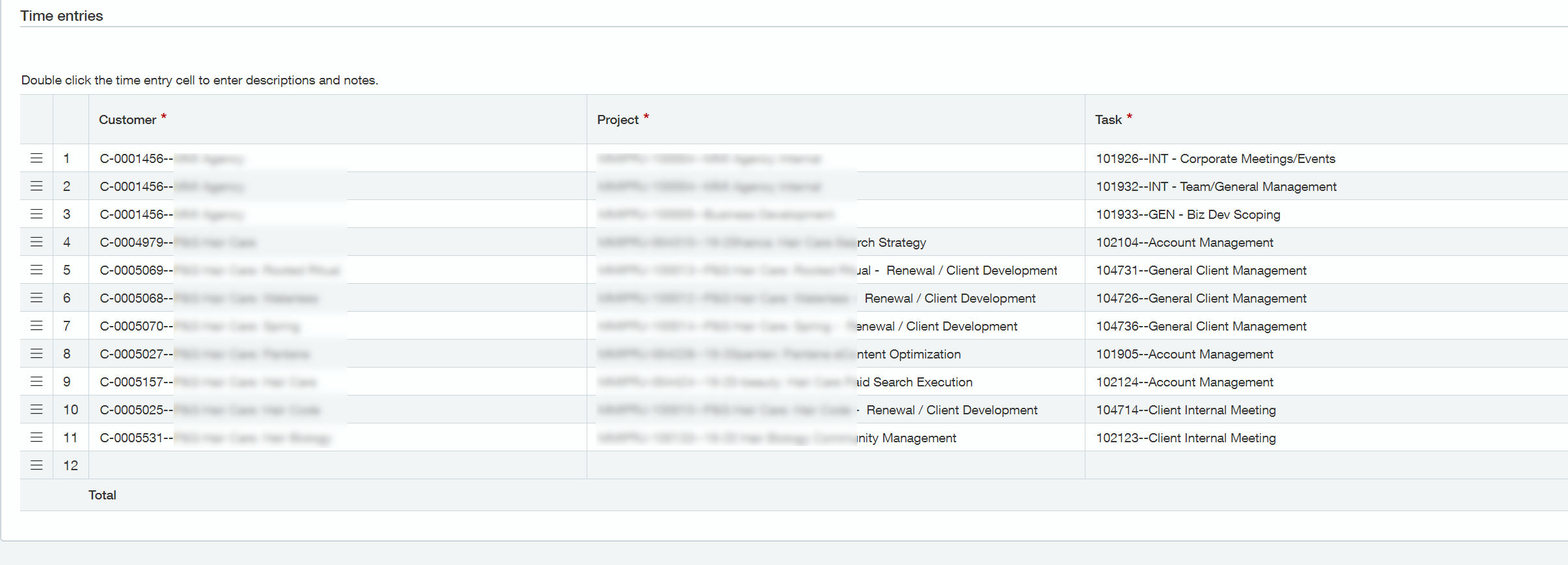 Intacct Timesheet Fields