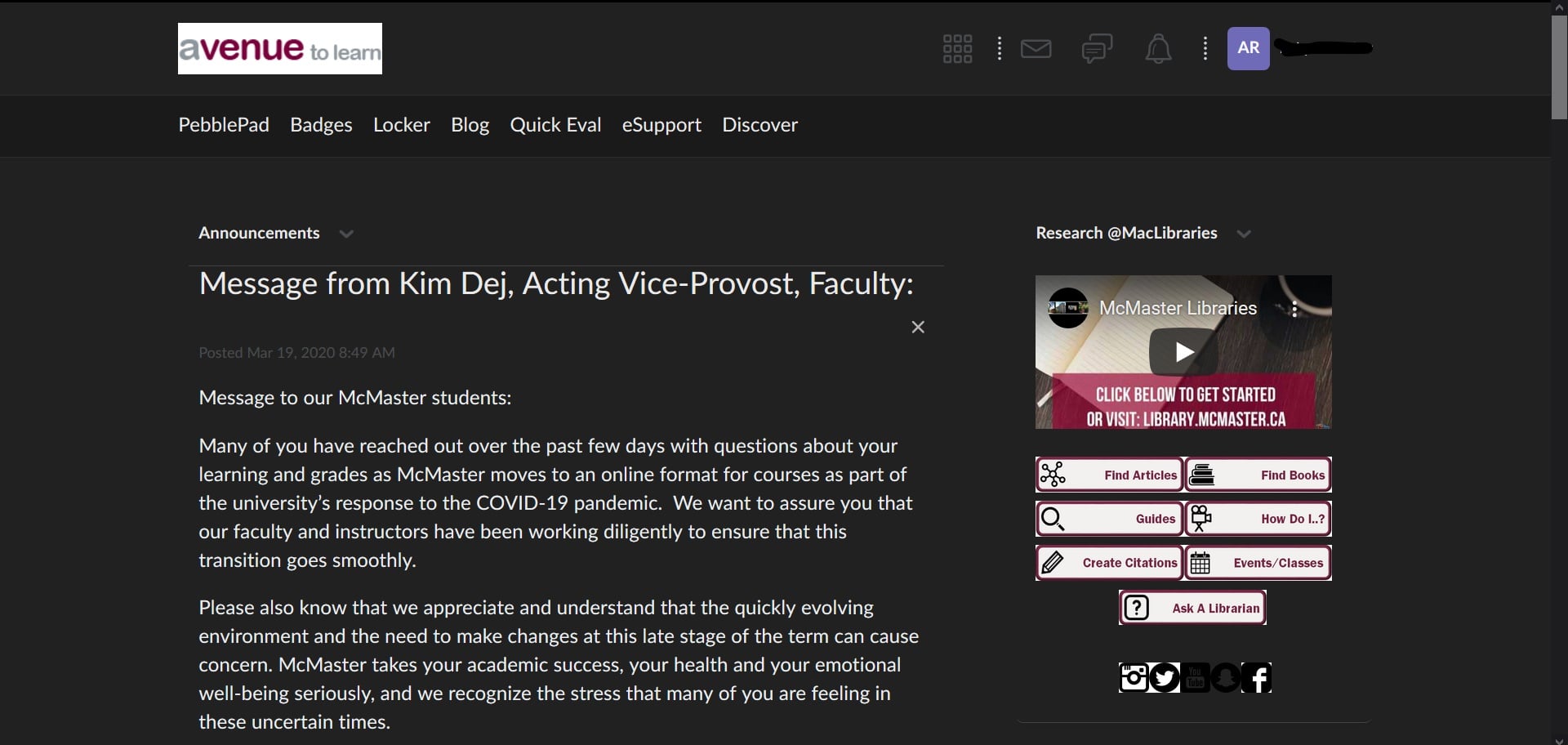 Avenue to Learn Dark Theme