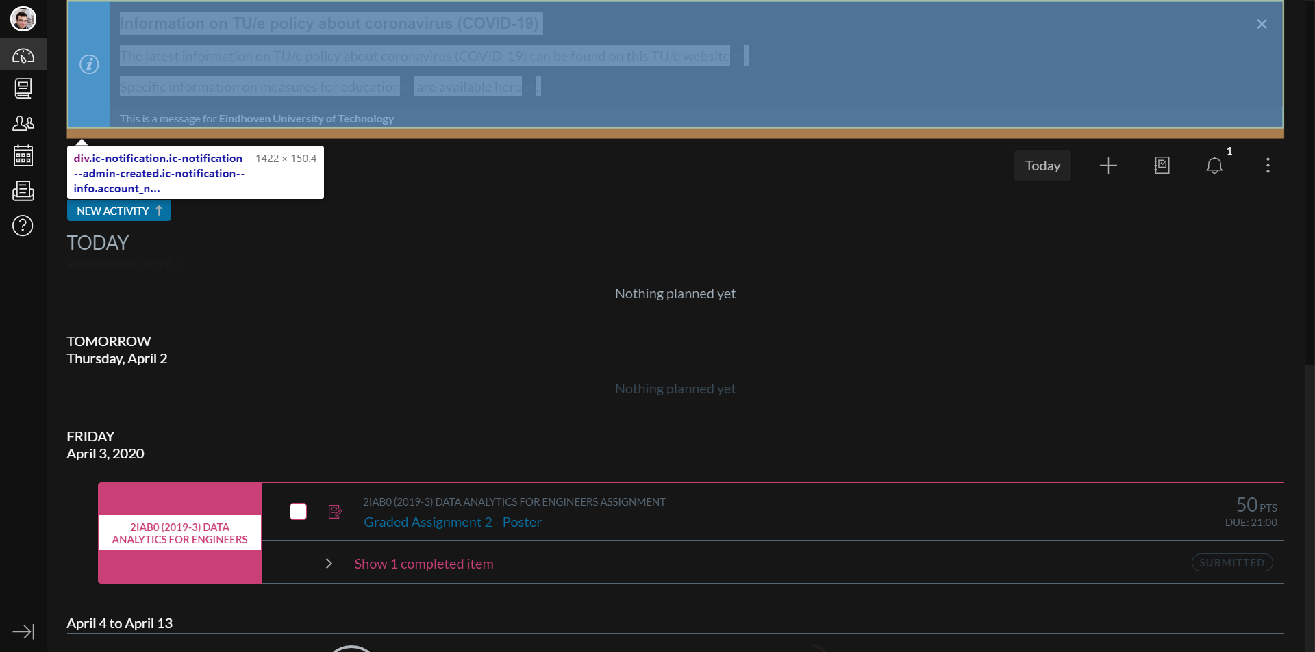 Canvas TUE - Dark mode