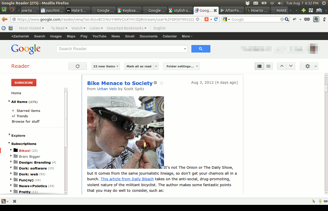 Google Reader Improved Readability