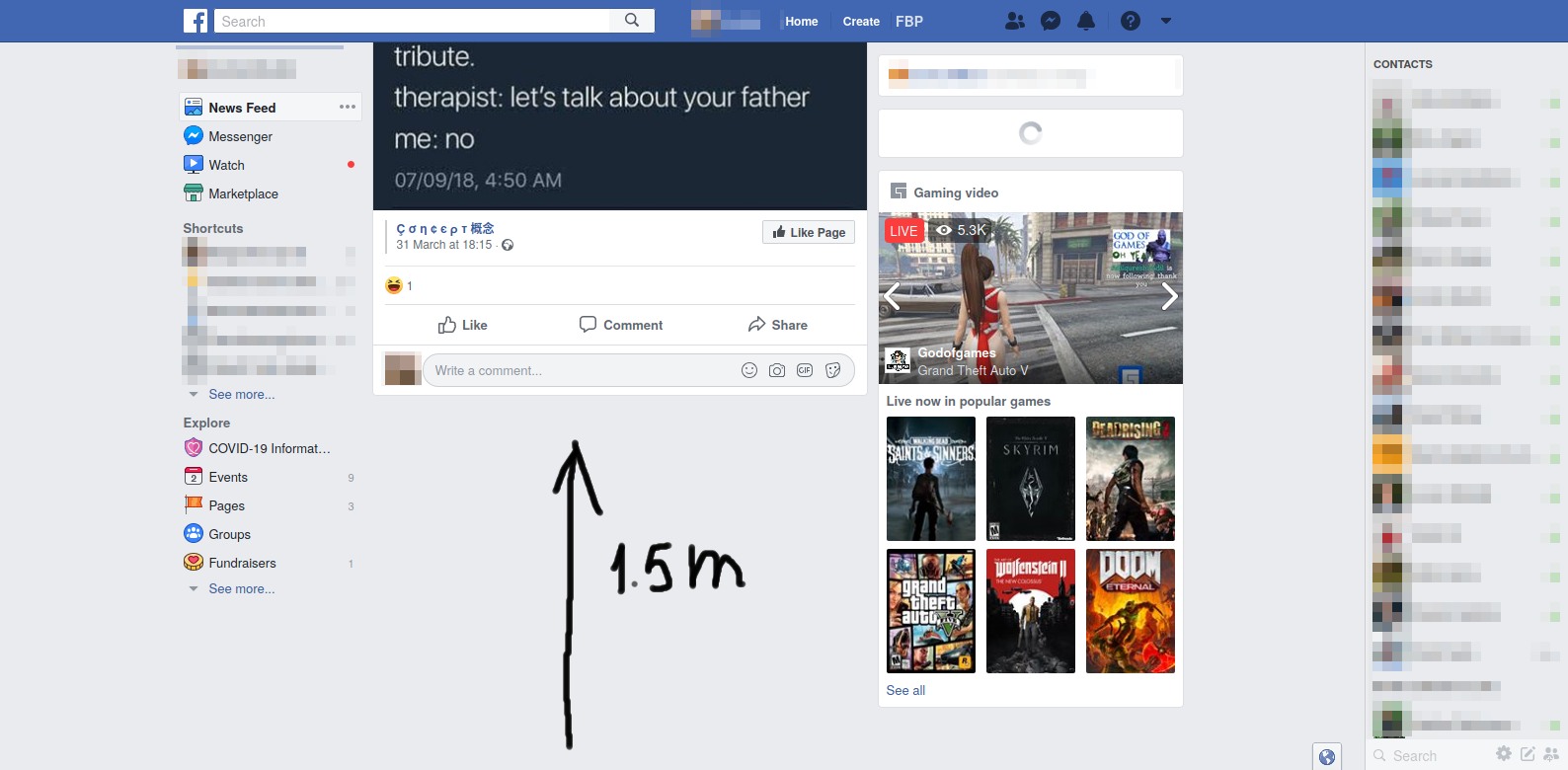 Facebook social distance posts