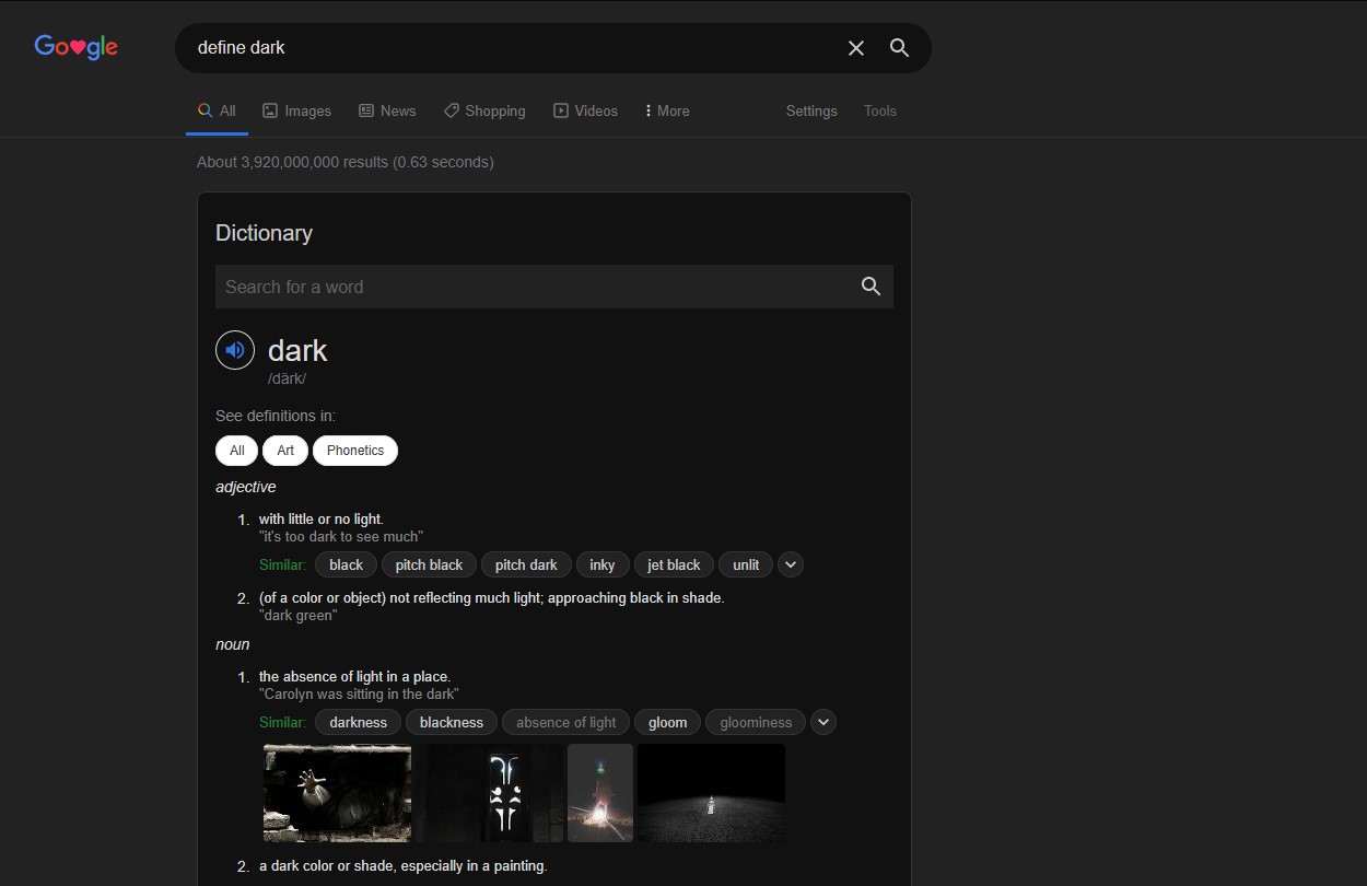 Google - Clean Dark Extended
