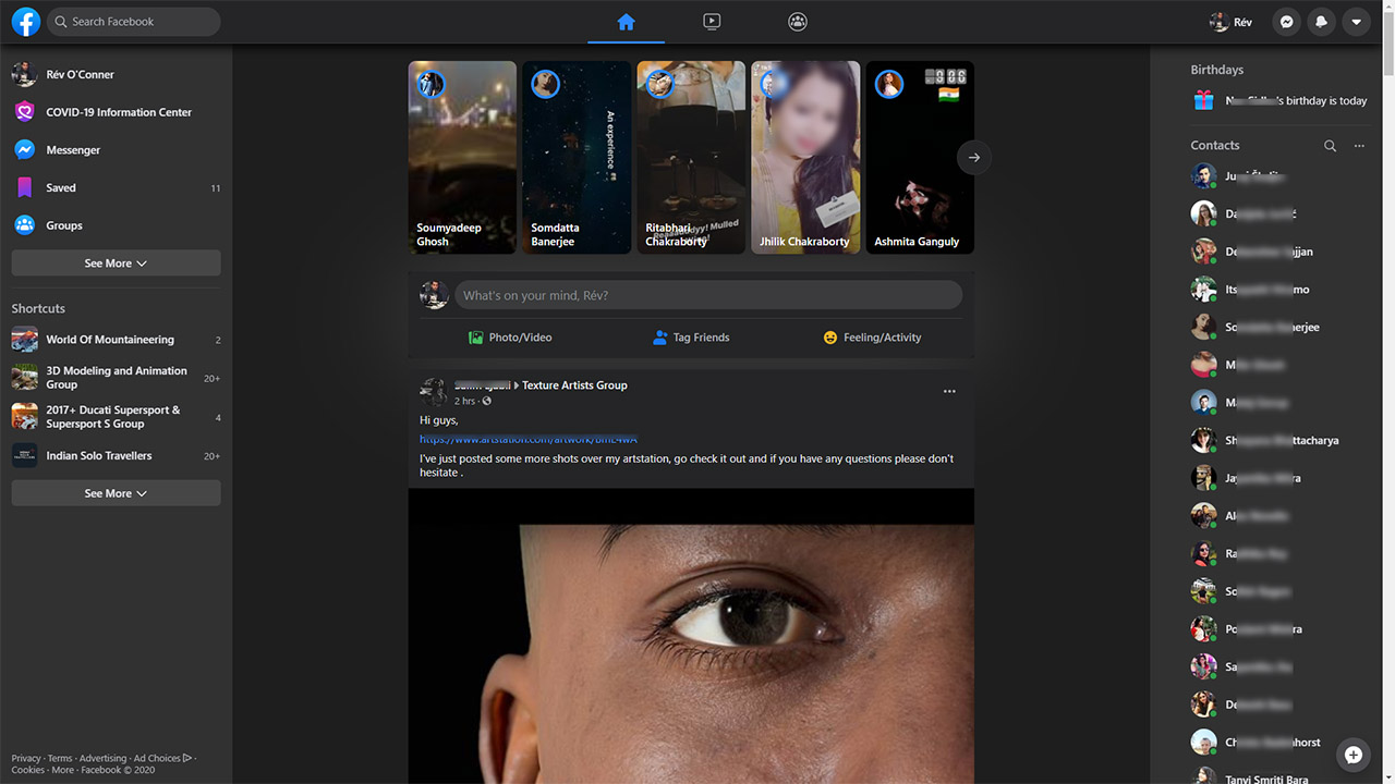 Facebook NEW Layout - Dark Mode (broken)