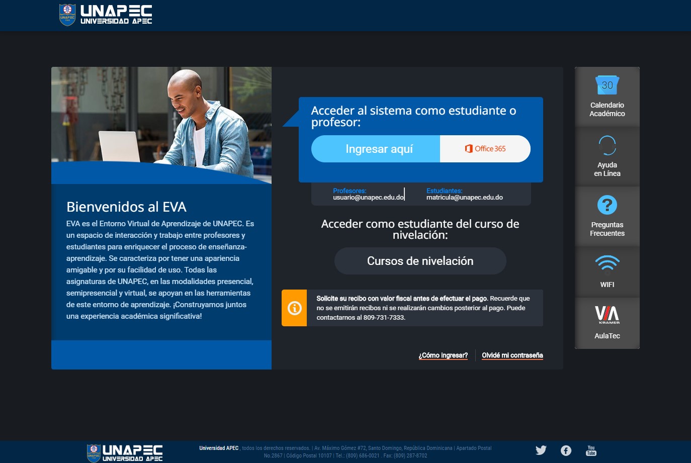 UNAPEC EVA moodle Dark Mode