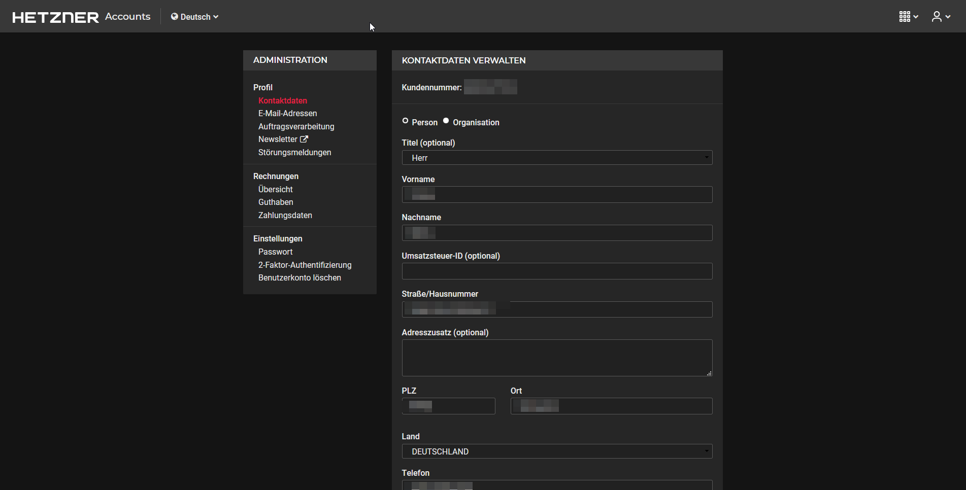 Hetzner Accounts Dark Mode