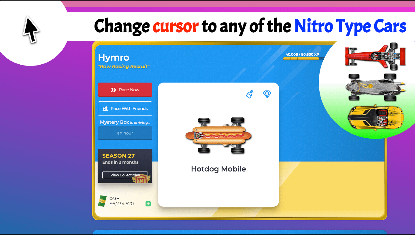 Nitro type custom cursor [NT cars cursor]