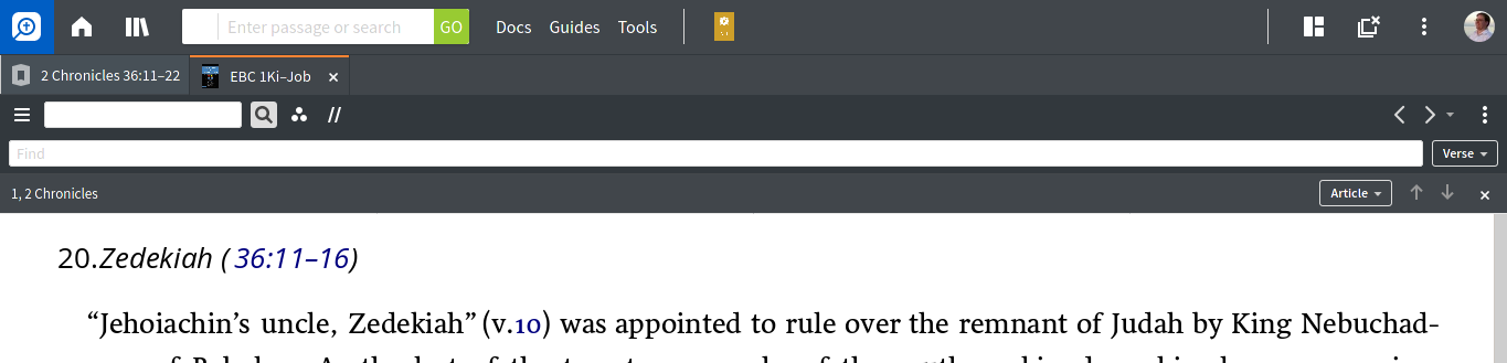 Logos Web App Dark Theme