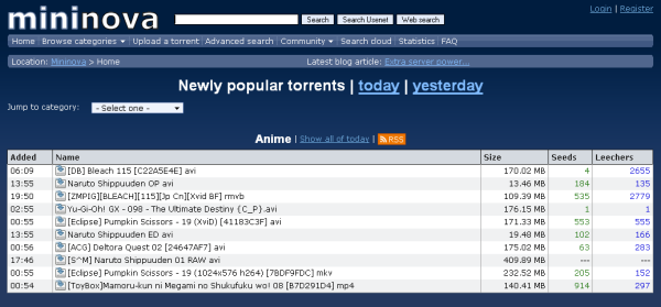 mininova.org - dark blue redesign
