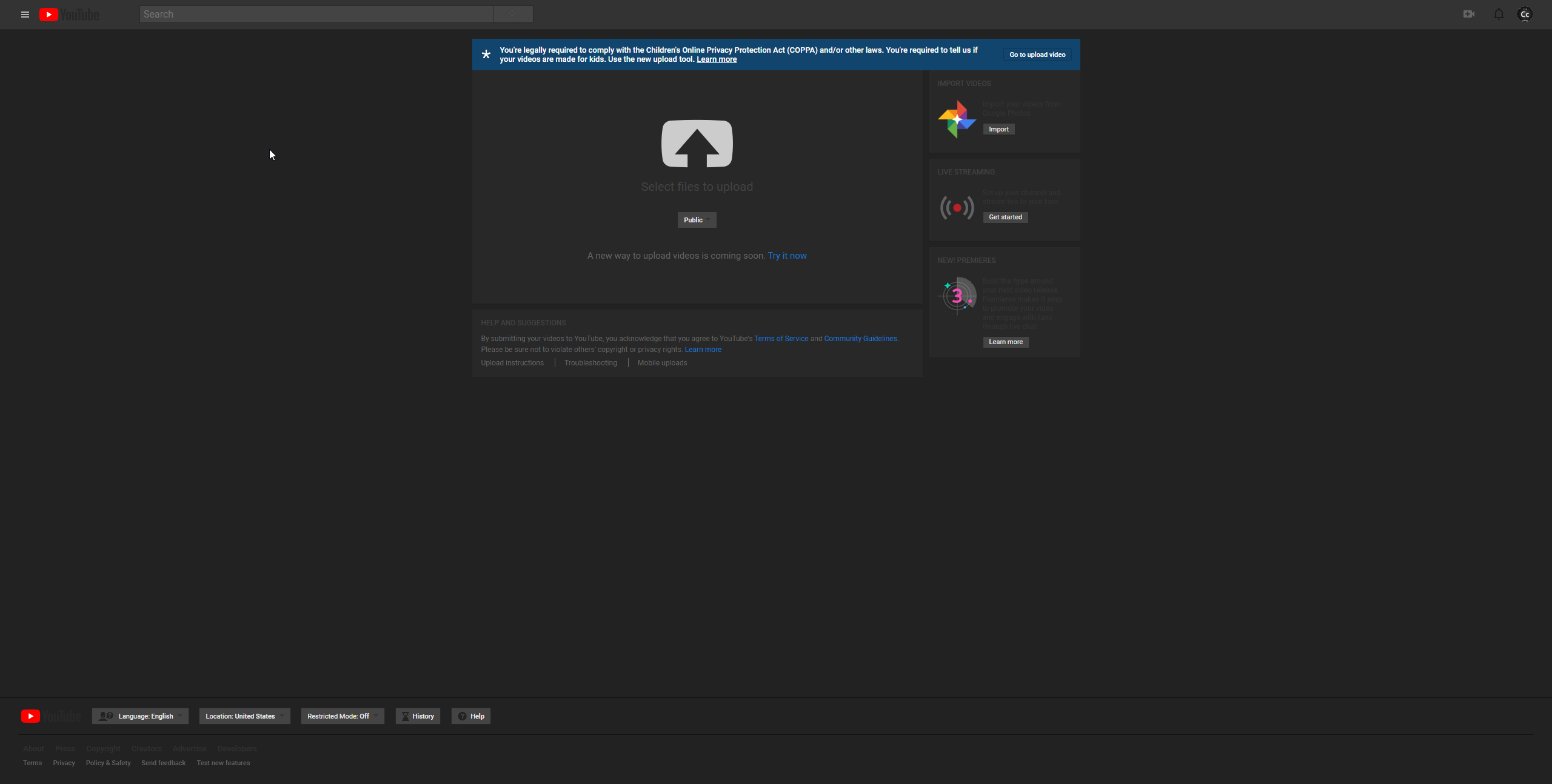 Dark Mode for Youtube Upload Classic