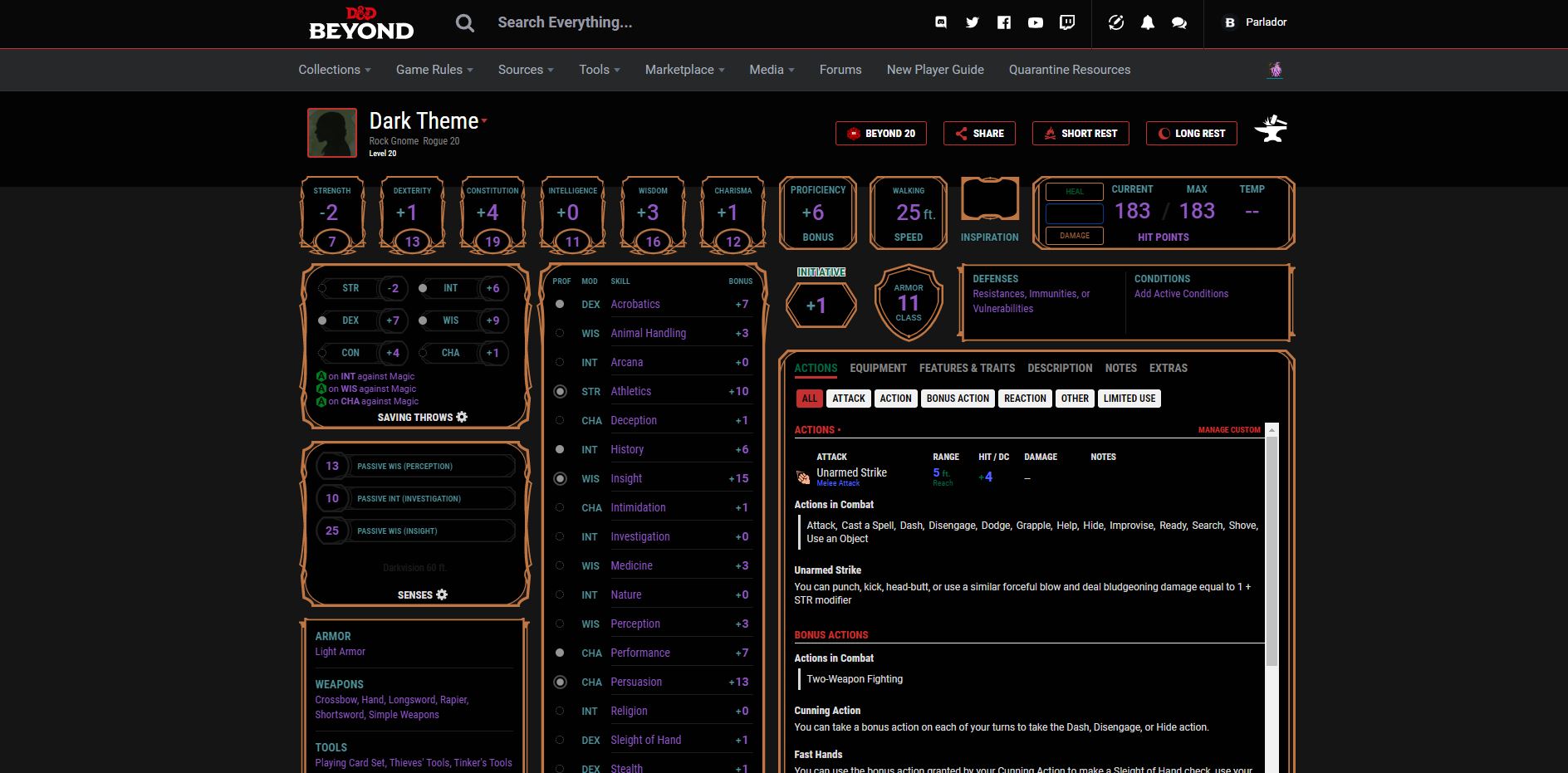 DnD Beyond Dark Theme