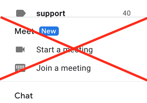 Remove Meet pane from Gmail sidebar