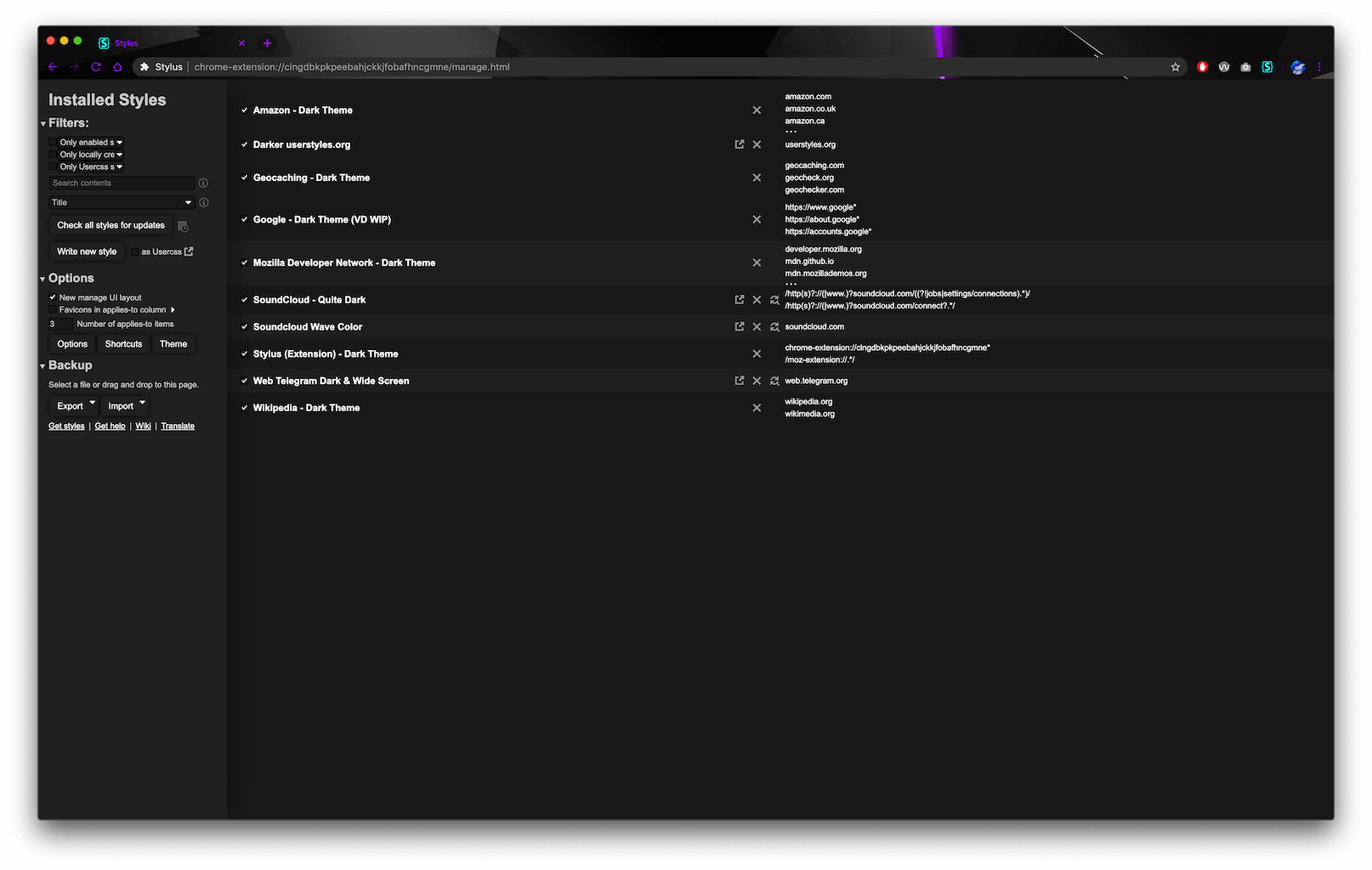 Stylus (Extension) - Dark Theme