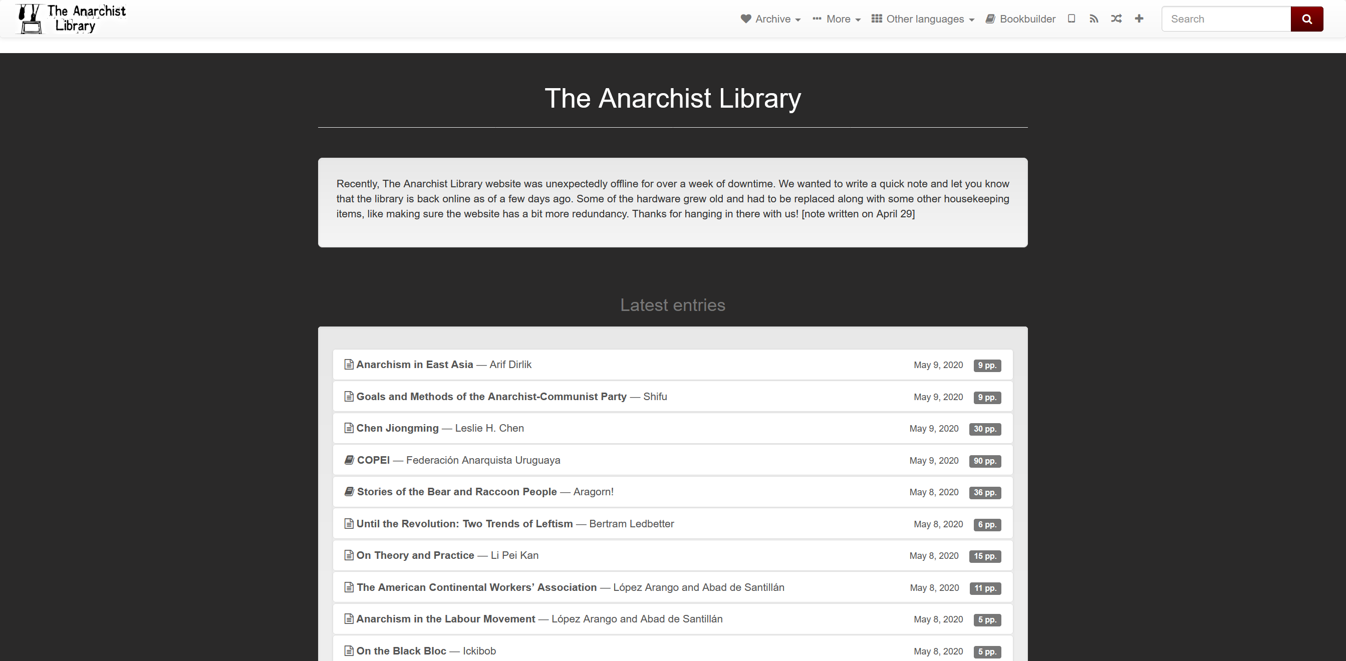 The anarchist Library - Dark Mode