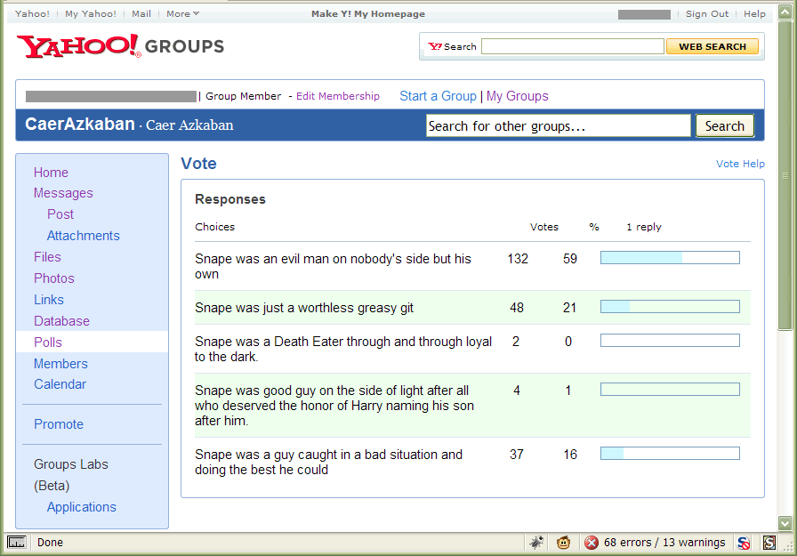 Yahoo groups -- Make Poll results readable.