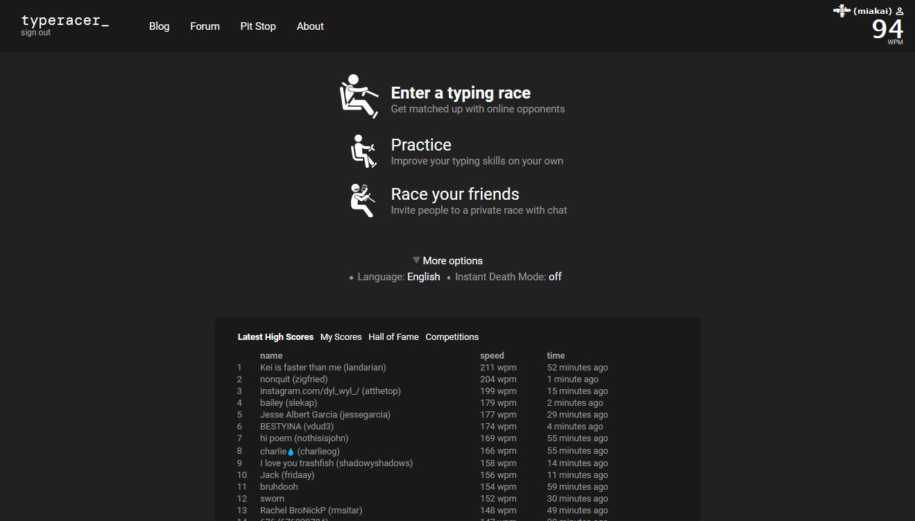 Typeracer: Modern Re:work