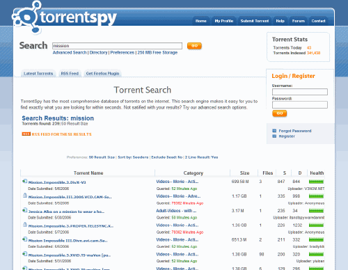 TorrentSpy.com - adblocked & tweaked