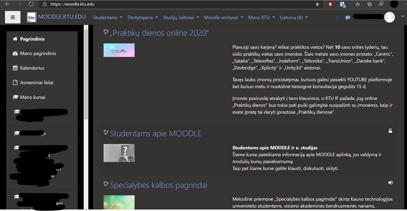 KTU MOODLE Tamsi tema