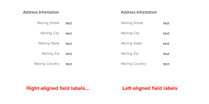 Left-align Xero field labels