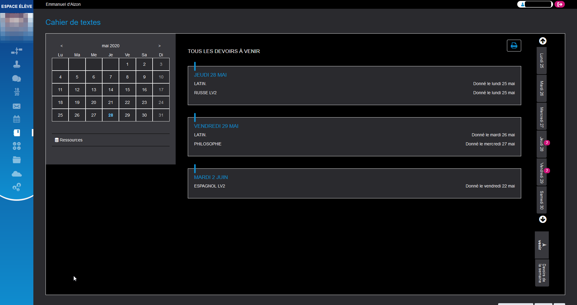 EcoleDirecte Dark Theme