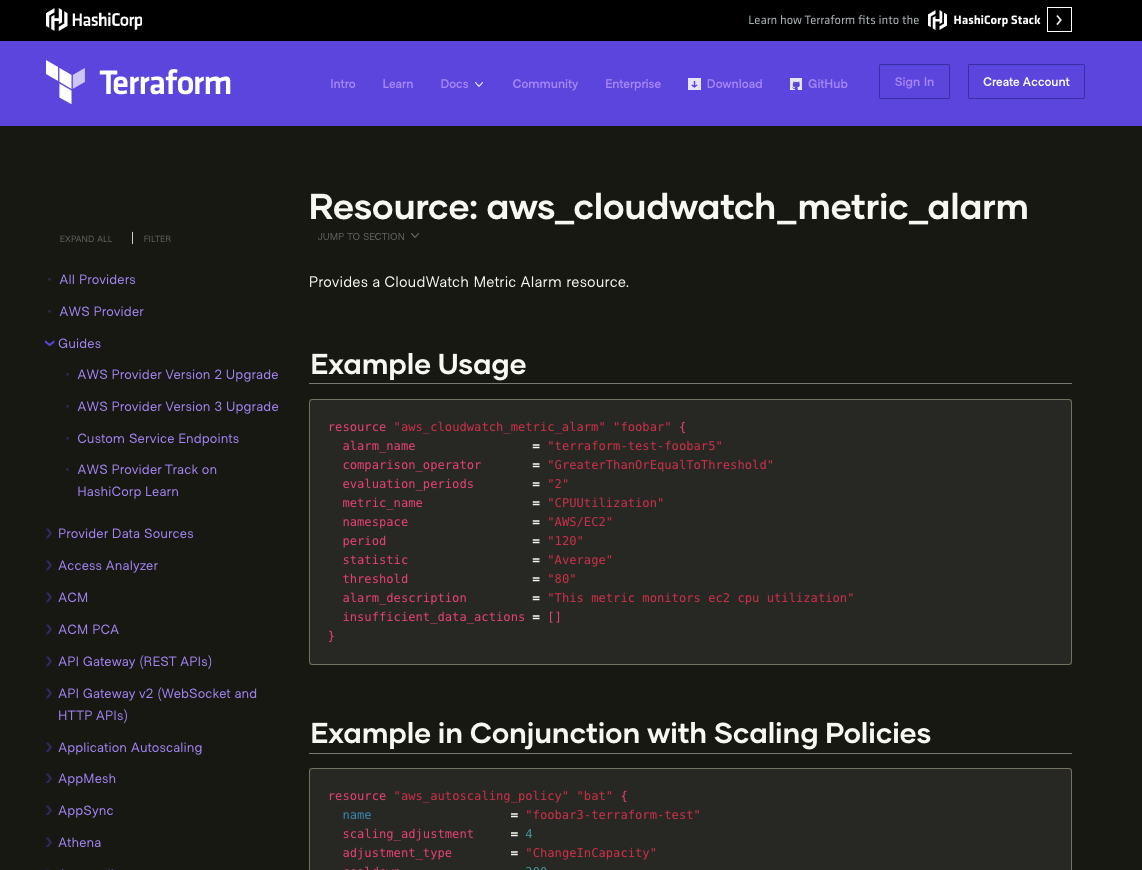 Terraform docs - Monokai