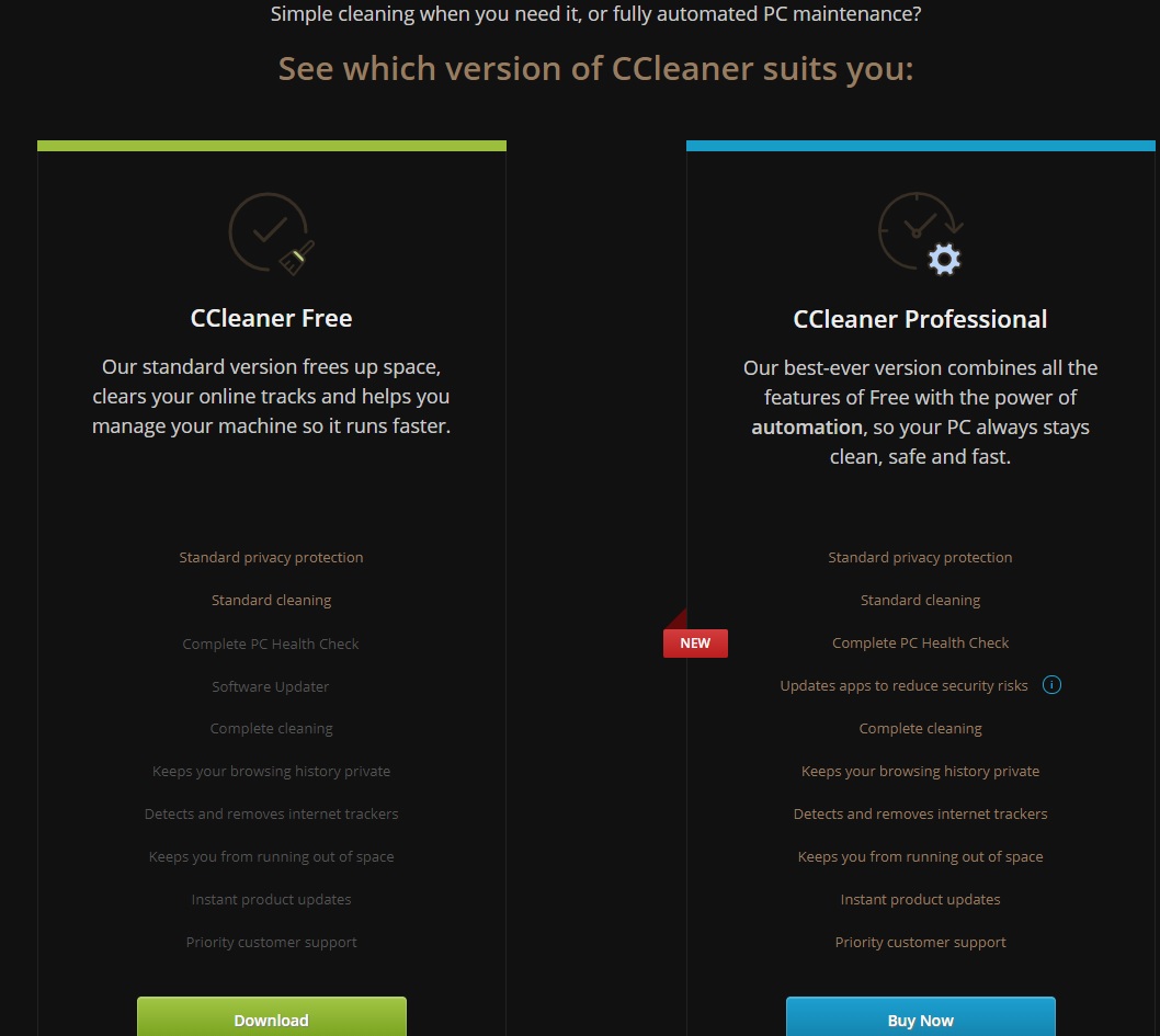Dark Theme for CCleaner Site