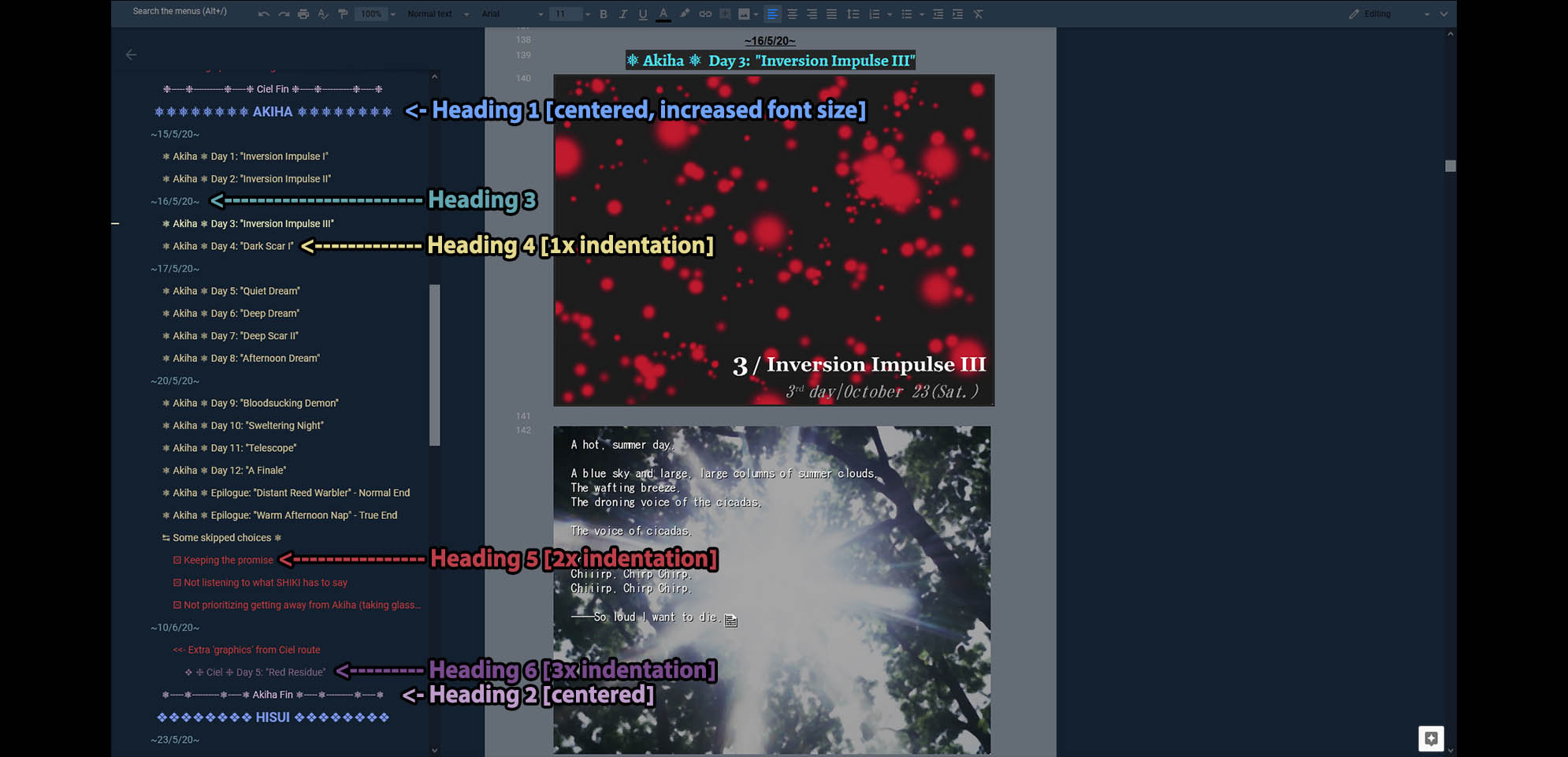 Dark Google Docs + Improved Outline