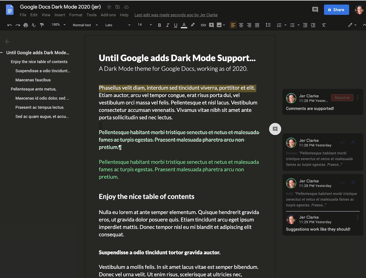 Google Docs Dark Mode 2020 (jer)