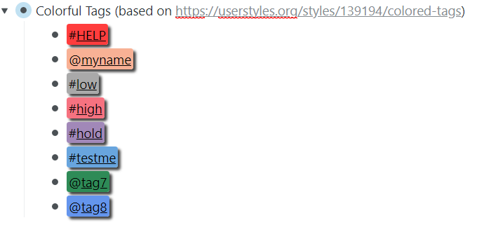 Workflowy Colorful Tags
