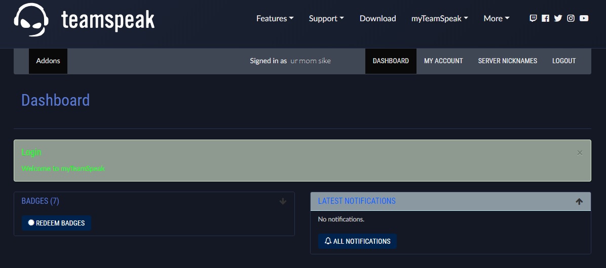 TeamSpeak Site Darker Theme