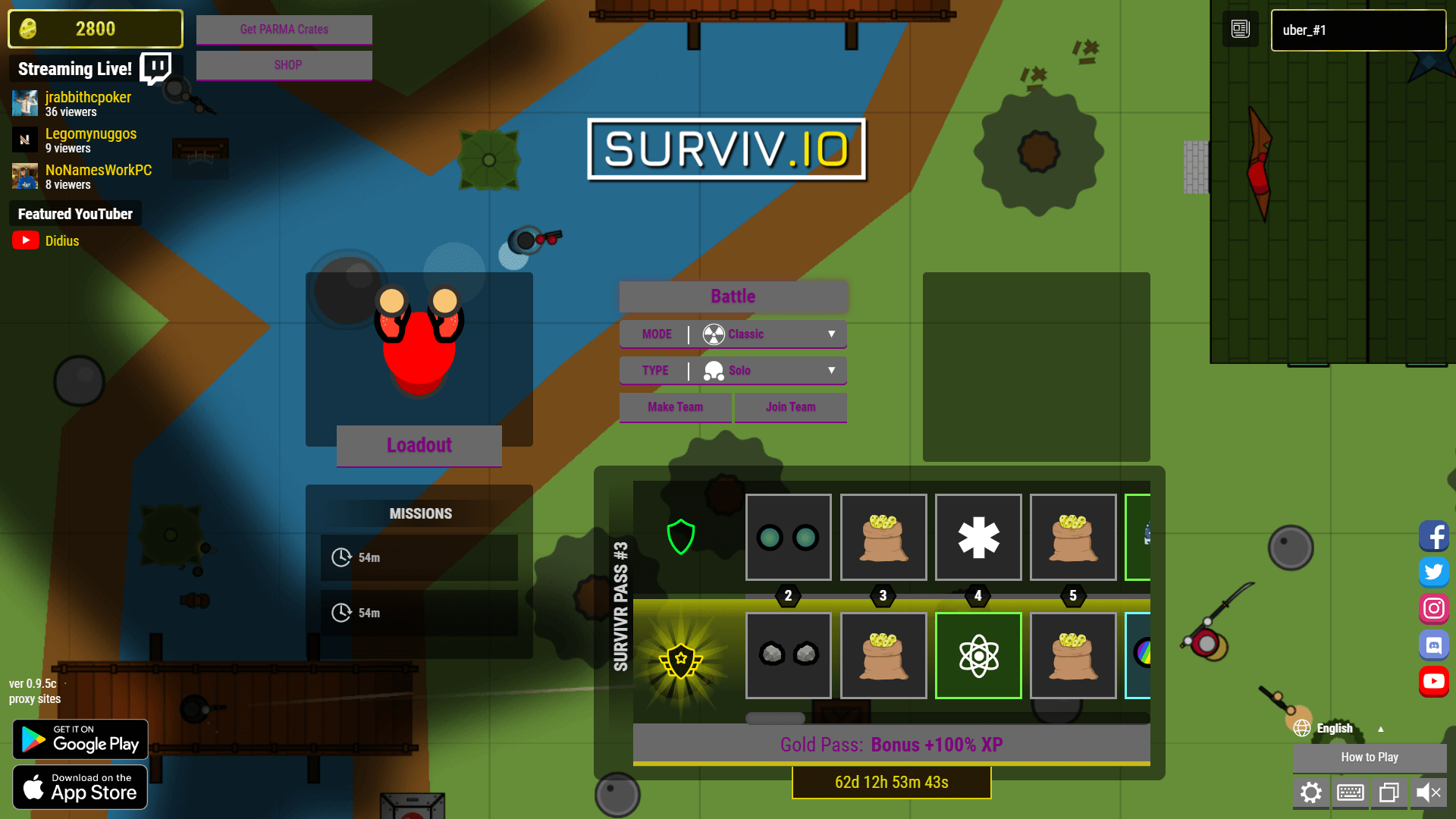 fix for survivio start screen plus more