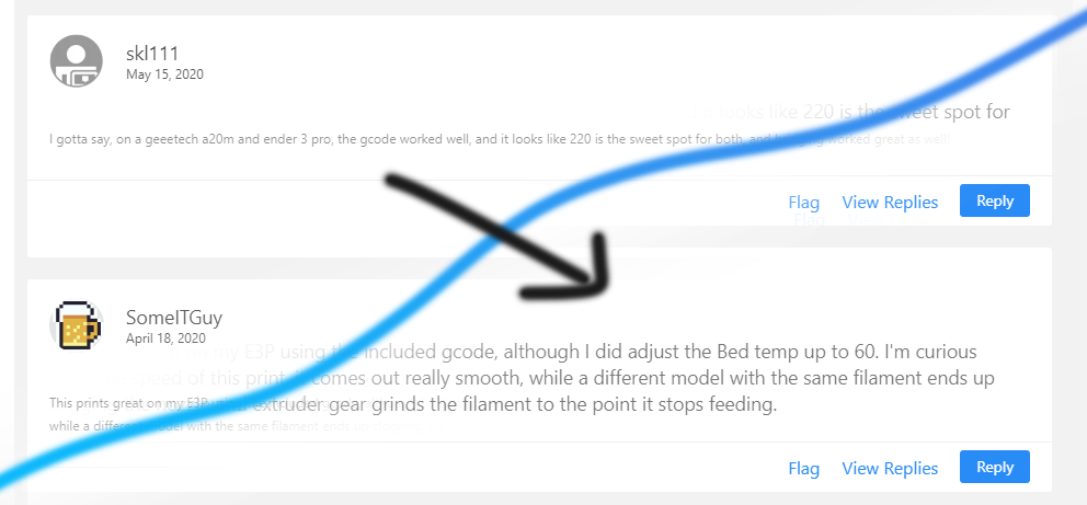 Larger, Easier to Read Comments on Thingiverse