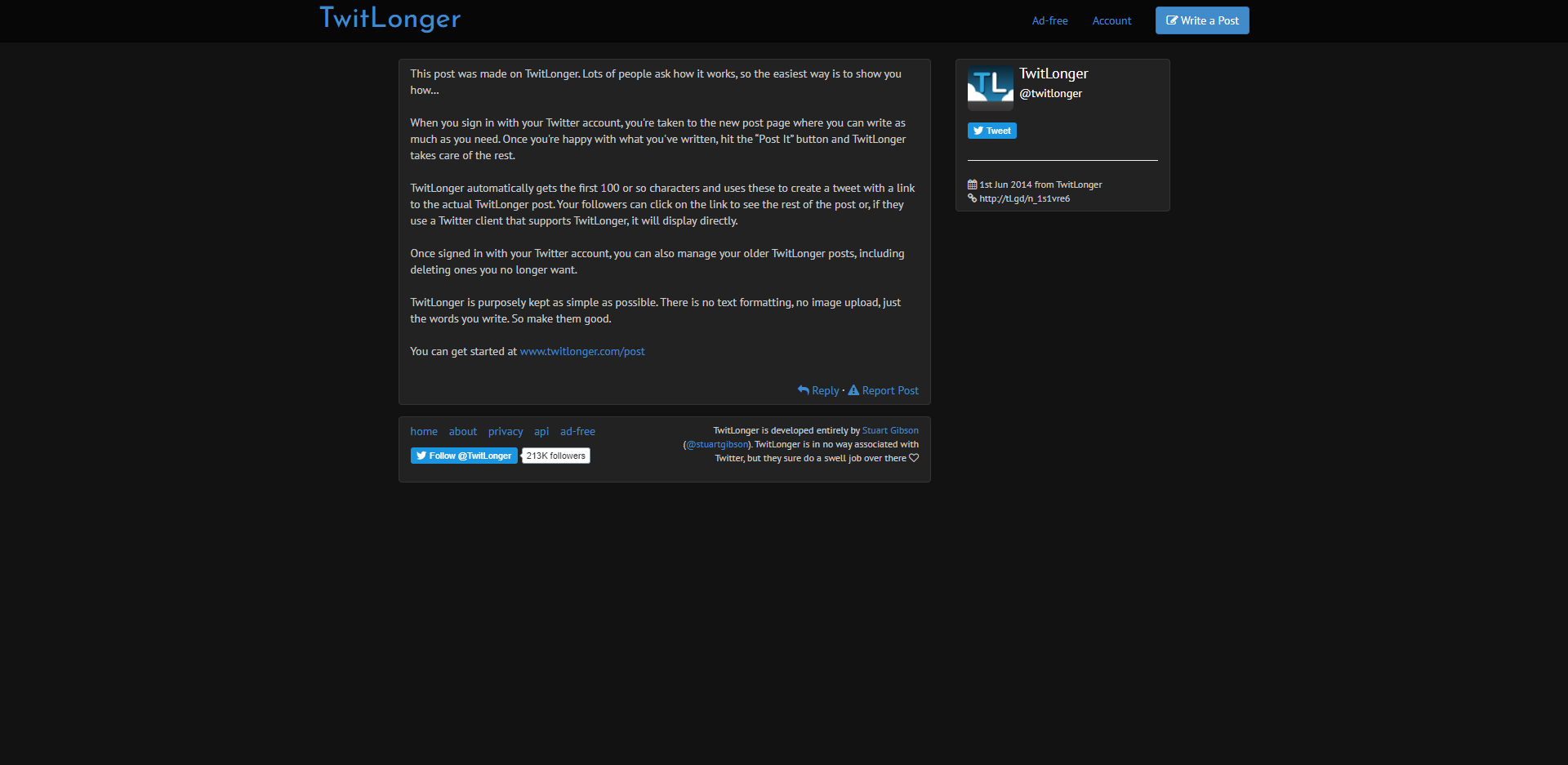 TwitLonger Material Dark