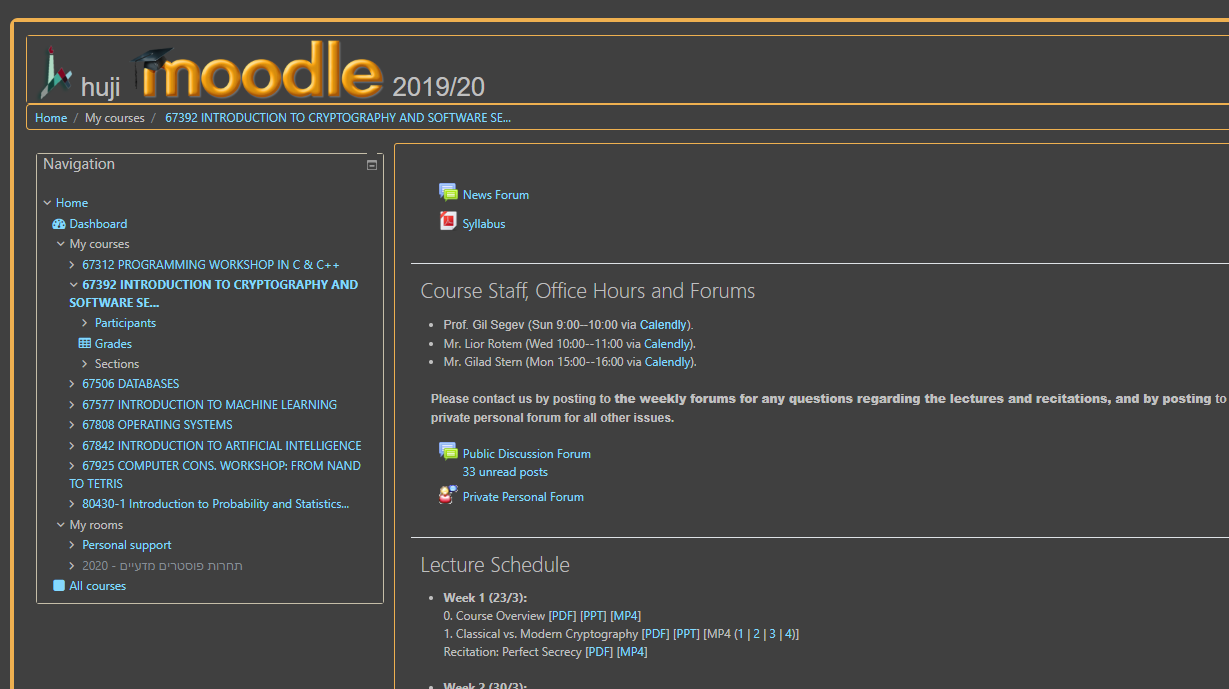 HUJI Moodle Dark Theme