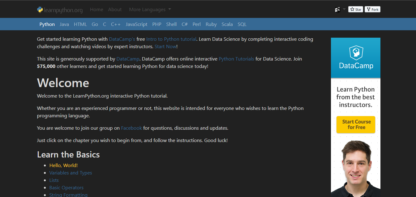 learnpython.org dark mode