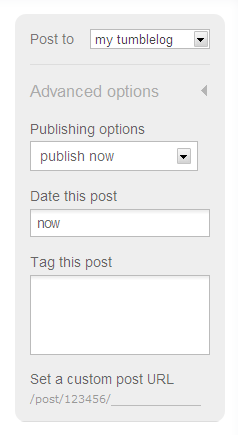 Tumblr - Always show advanced options