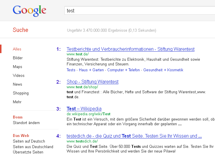 Google.de Positionsnummern-Anzeige (Ranking)