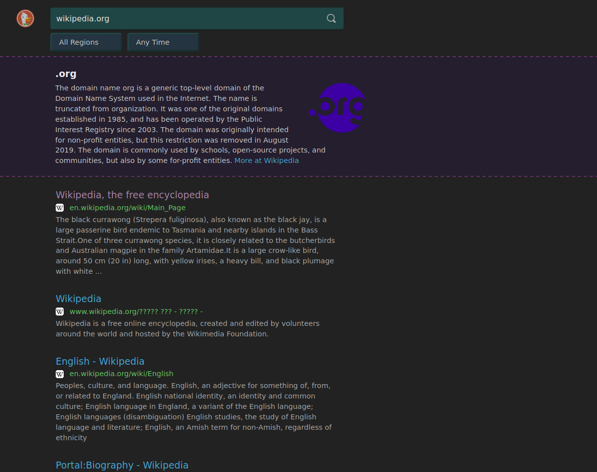 dark duckduckgo (html search)