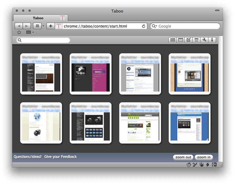 Add-ons Taboo - grid view OSX style