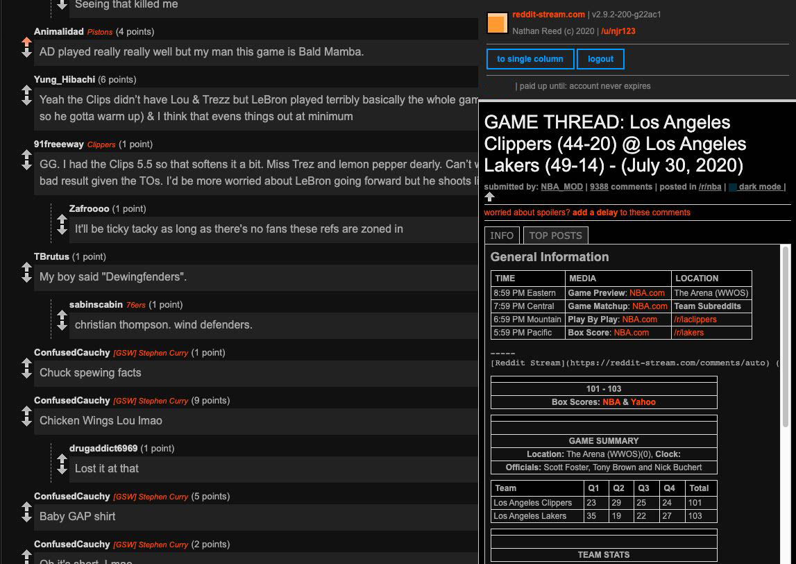Reddit-Stream.com Dark Slate