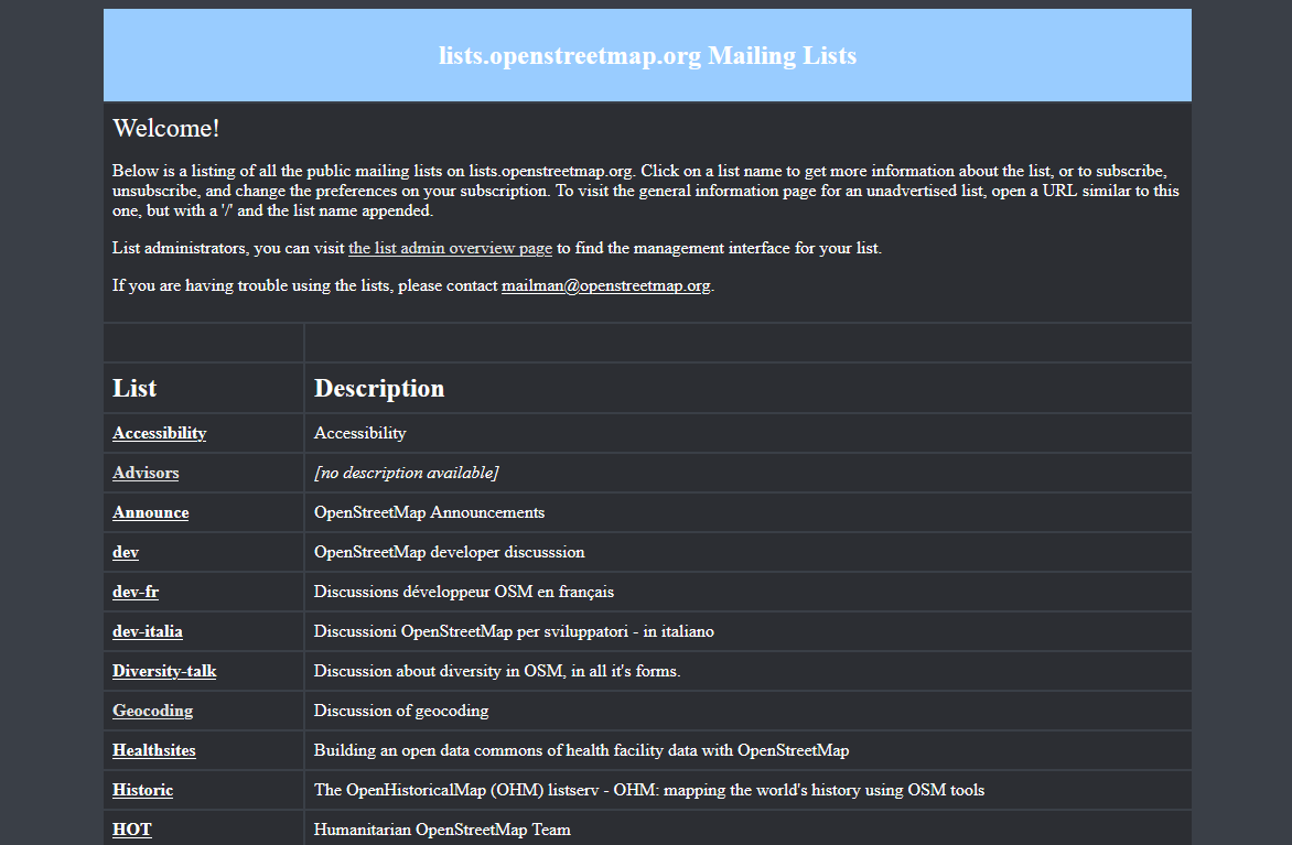 Darkmode OSM mailing lists