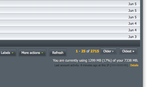 Gmail Redesigned - Right Side Simple Footer