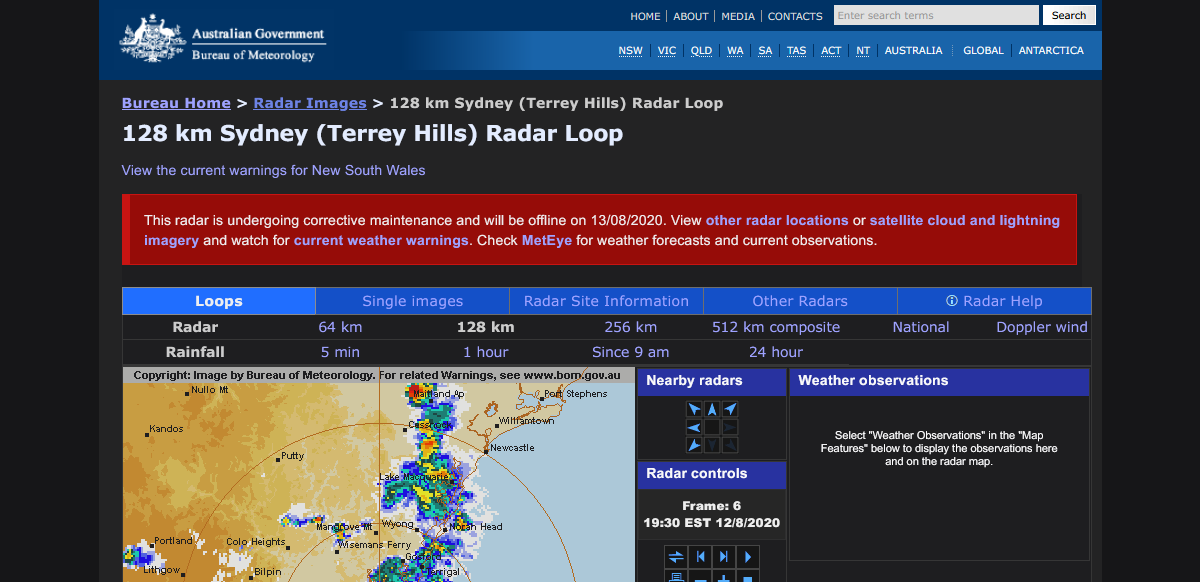 BOM Radar Dark Mode Modern