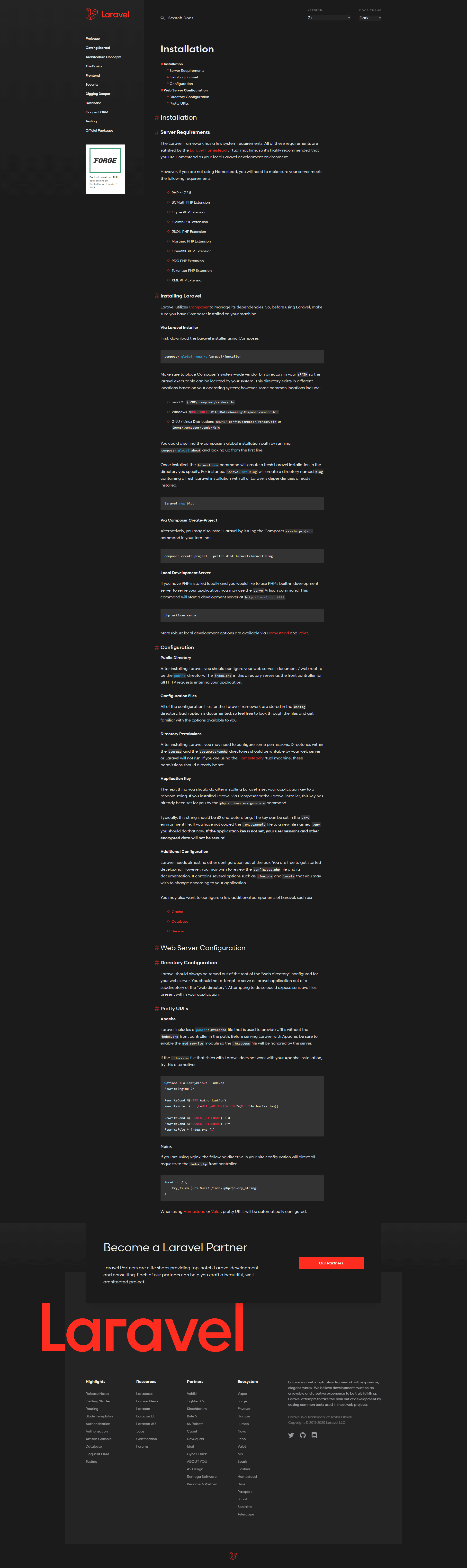 Laravel Dark Documentation