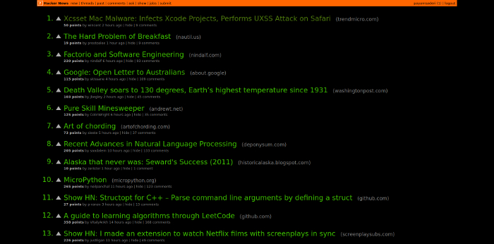 Hacker News Black Green